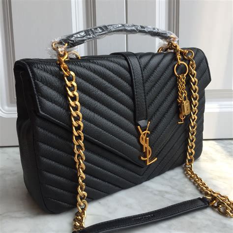 ysl quilted black gold|large ysl shoulder bag.